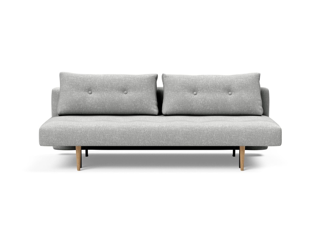 Innovation Living Schlafsofa Recast Plus Beine Eiche hell 140cm in Stoff 590 Micro Check Grey