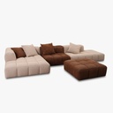 Ecksofa BUBBLE in Stoff Loop safari und Leder Kenia brown