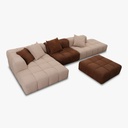 Ecksofa BUBBLE in Stoff Loop safari und Leder Kenia brown