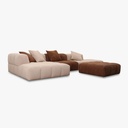 Ecksofa BUBBLE in Stoff Loop safari und Leder Kenia brown