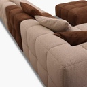 Ecksofa BUBBLE in Stoff Loop safari und Leder Kenia brown