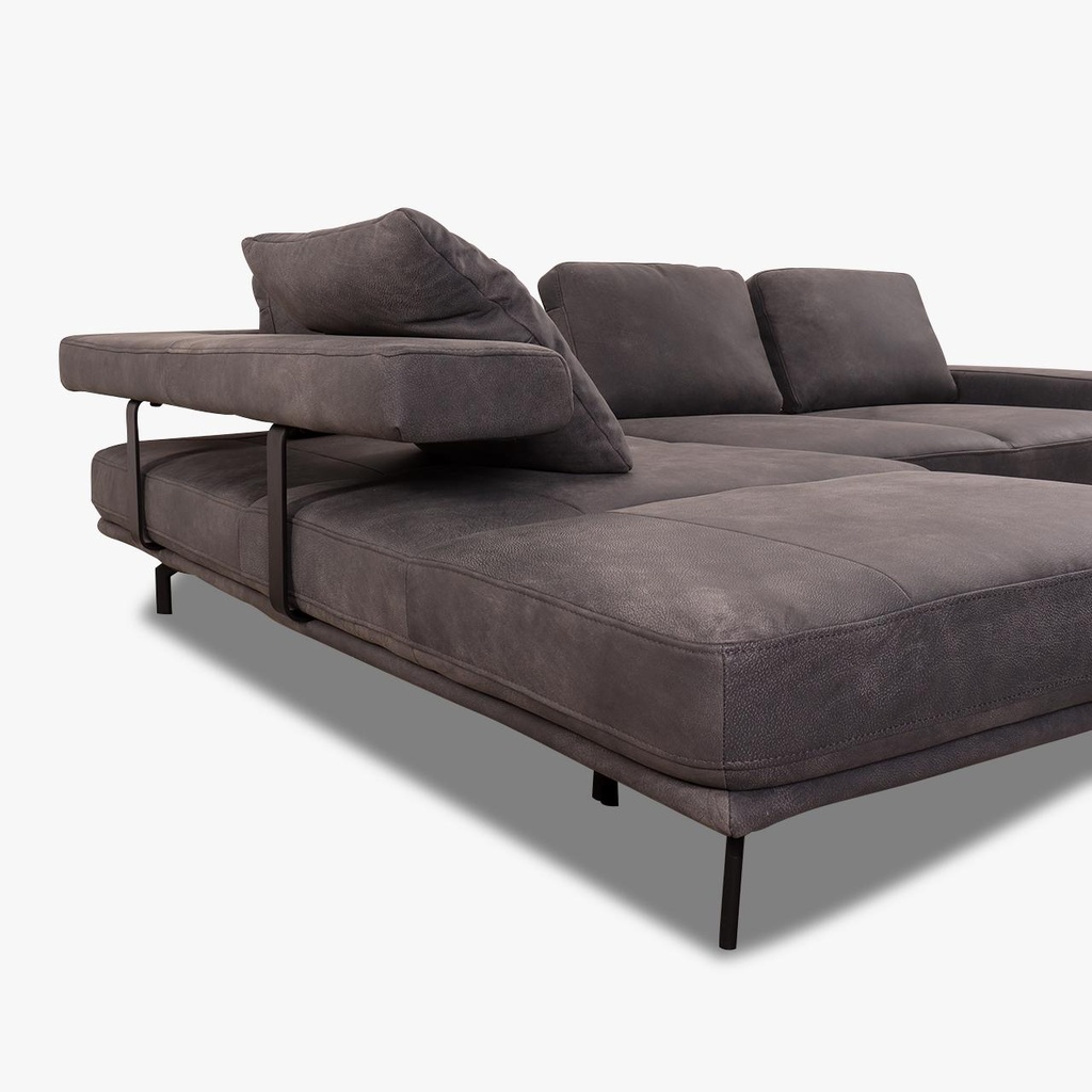 Hukla Sofa HP18072 Shine in Anilin Leder Aurelia graphit