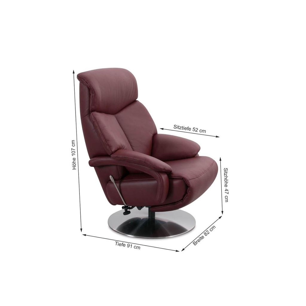 Hukla Fernsehsessel Cosy Relax CR15029 in Leder Credo barolo