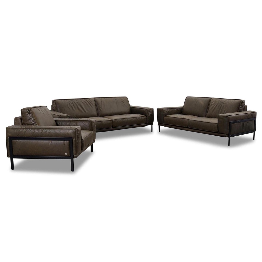 [92260308] Calia Italia Top sofa set in Las Vegas leather olive green