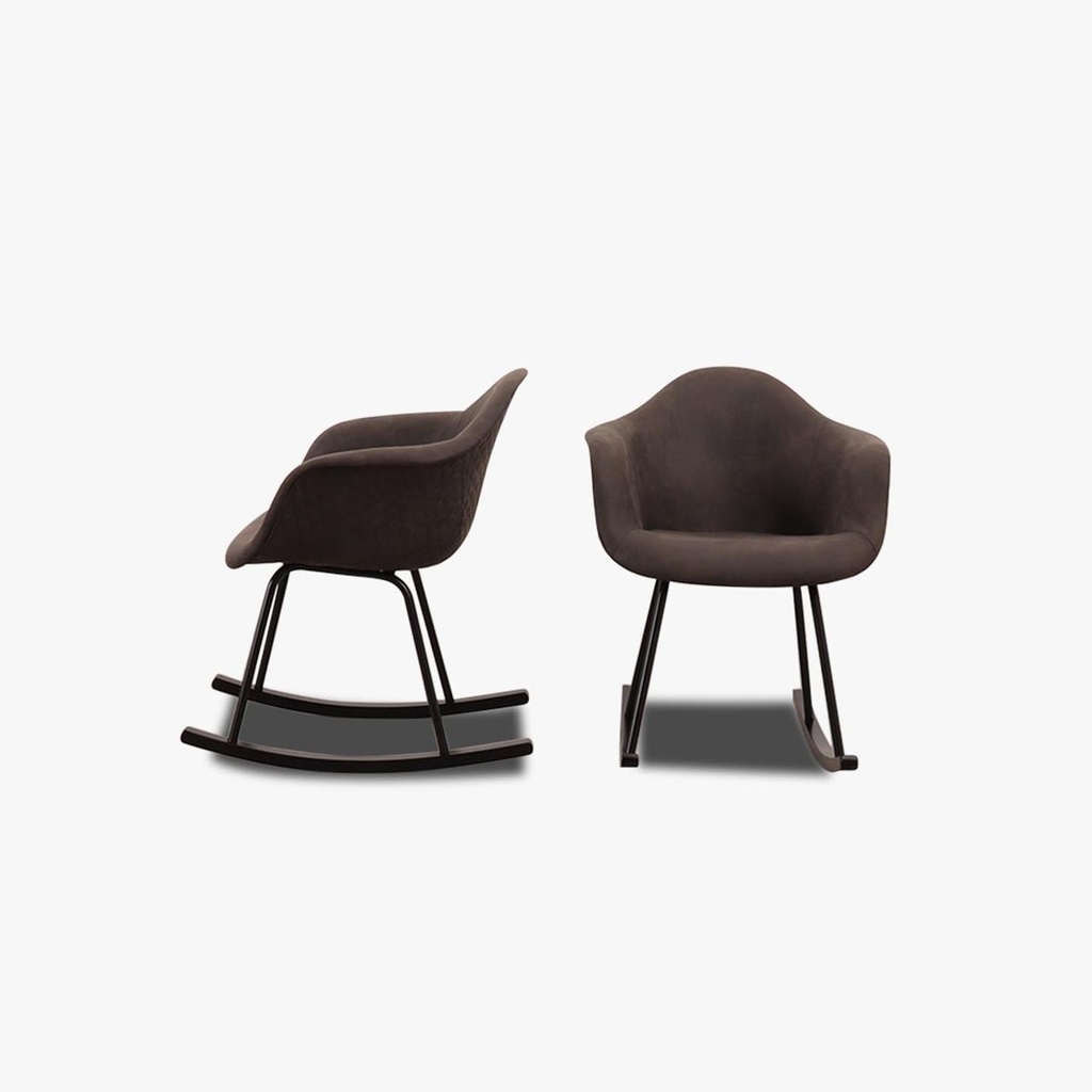 [92260460] Actona 2er Set Stuhl mit Schaukelgestell in Mikrofaser dunkelbraun